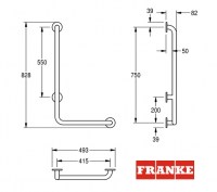 BARRA LATERAL de APOYO ANGULAR 90º ACERO INOX CONTINA FRANKE